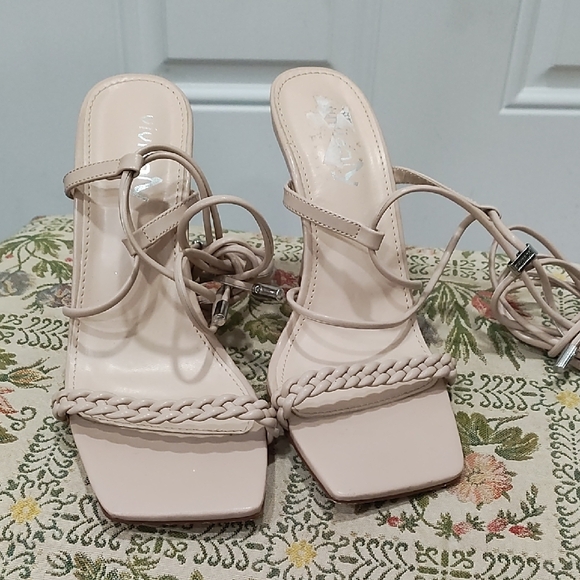 Chic Nude Strappy Heels - Picture 2 of 7